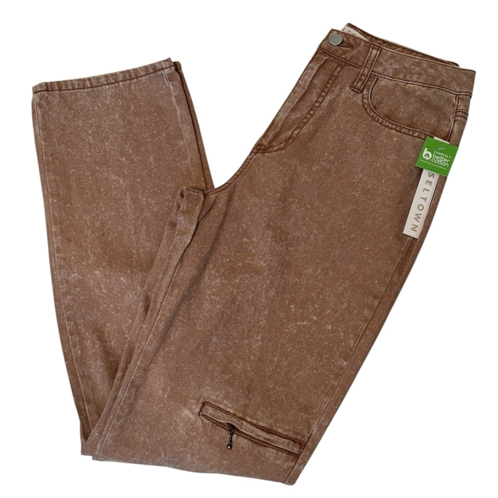TINSELTOWN Pecan Midrise Relaxed Straight Cargo Jeans Size 1/25 *NEW*